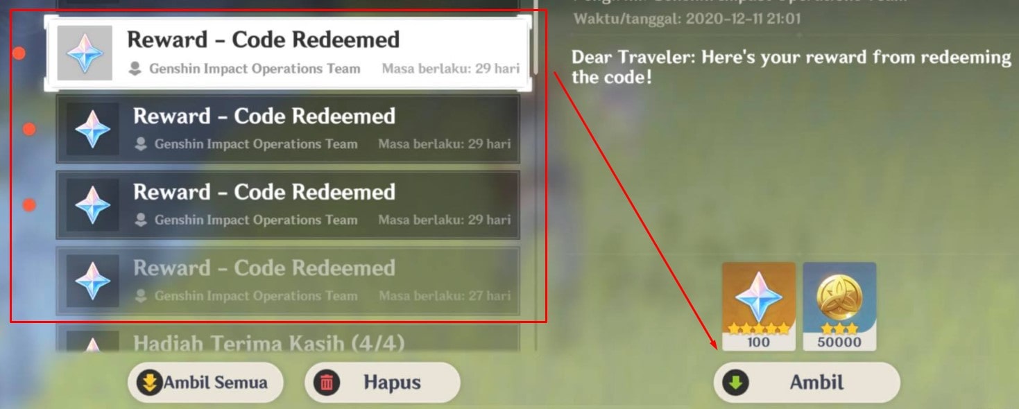 Kode Redeem Genshin Impact Desember