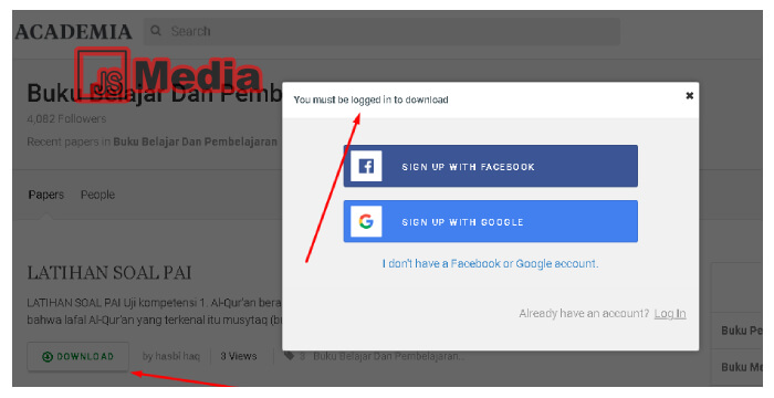 1. Cara Download Dokumen di Academia Melalui Login