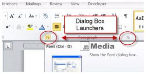 definition of dialog box launcher