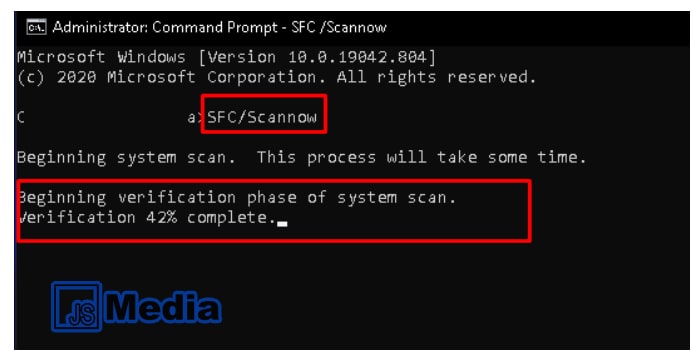 1. Melakukan Pemindai File dengan SFC