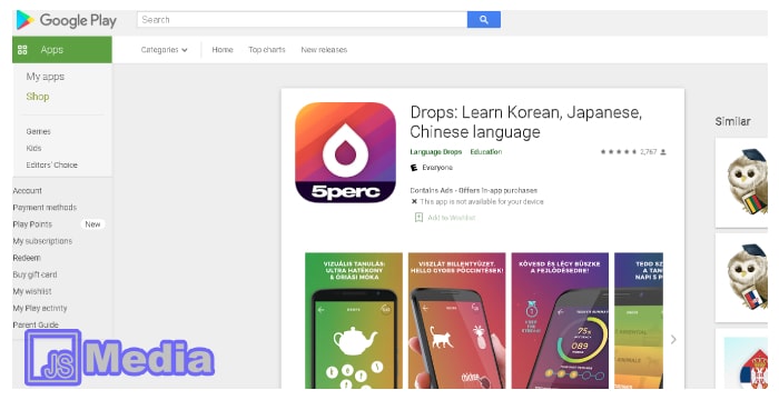 1. Drops: Learn Korean, Japanese, Chinese Language