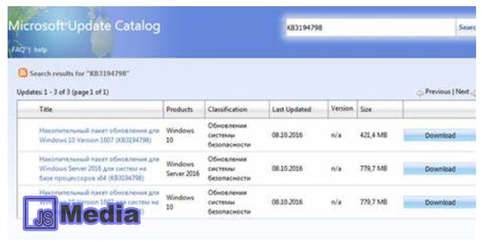 4. Menggunakan Microsoft Update Catalog