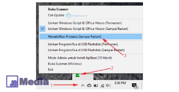 2. Menonaktifkan Smadav Melalui Taskbar