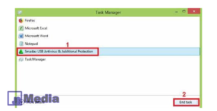 3. Menonaktifkan Antivirus Smadav Melalui Task Manager