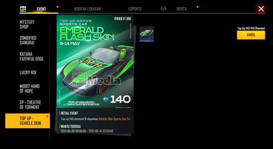 Cara Mendapatkan Skin Emerald Flash FF Gratis