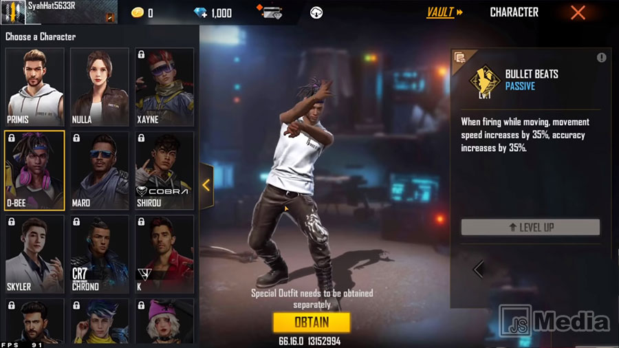 D-Bee Karakter Baru Free Fire