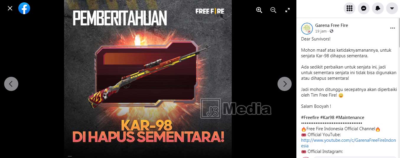 Kar 98 dihapus dari free fire