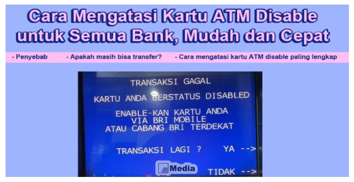 Mengatasi Kartu ATM Disable untuk Semua Bank