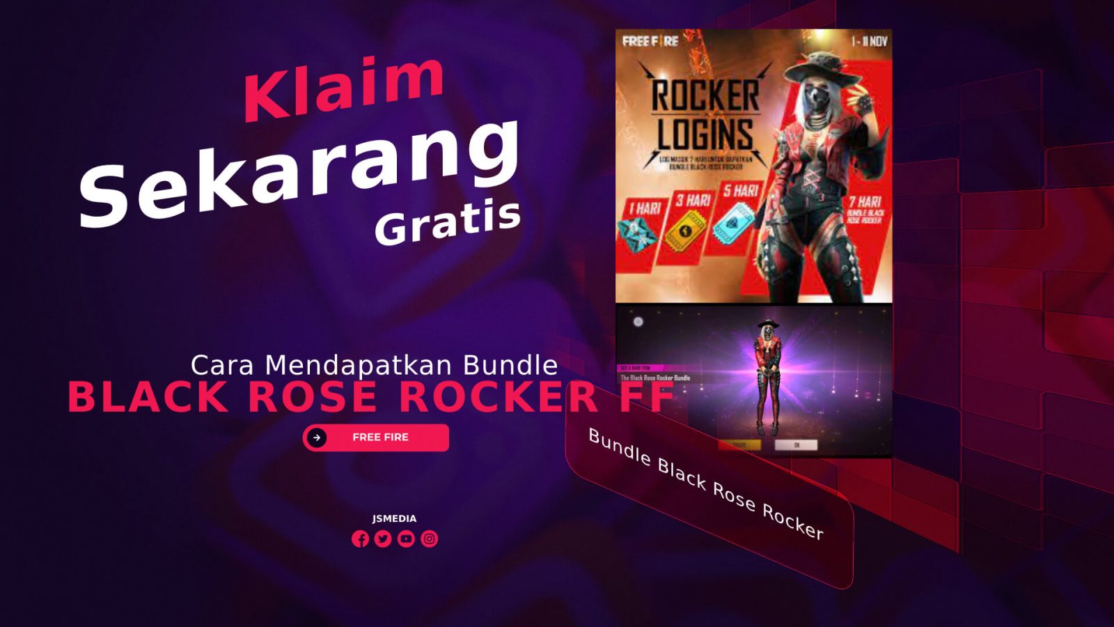 Cara Mendapatkan Bundle Black Rose Rocker FF Gratis!