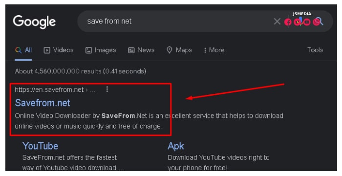 Akses ke savefrom.net dari browser