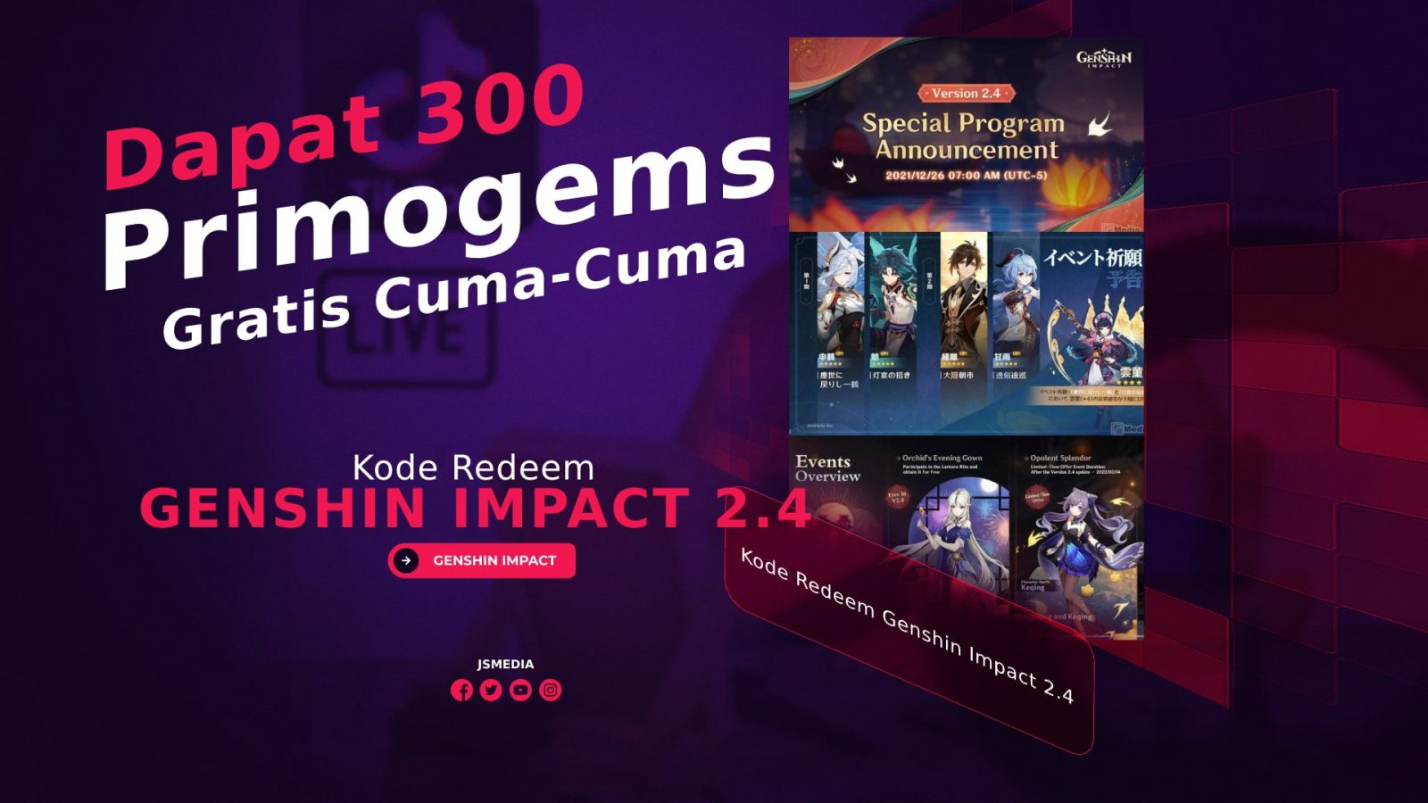 Kode Redeem Genshin Impact 2.4 Dapat 300 Primogems Gratis