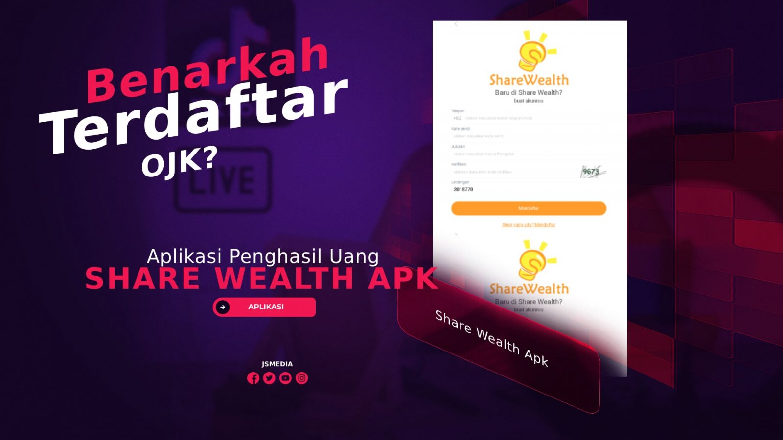 Share Wealth Apk Penghasil Uang, Benarkah Terdaftar OJK?