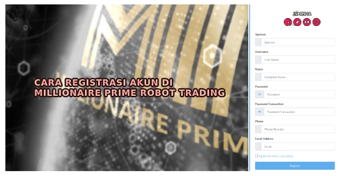 Cara Registrasi Akun Di Millionaire Prime Robot Trading