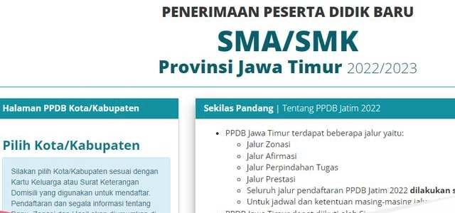 Pendaftaran PPDB Jatim