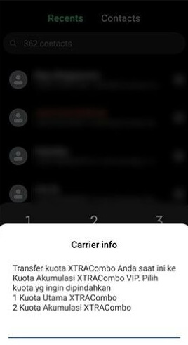 Transfer Kuota XL lewat dial ussd
