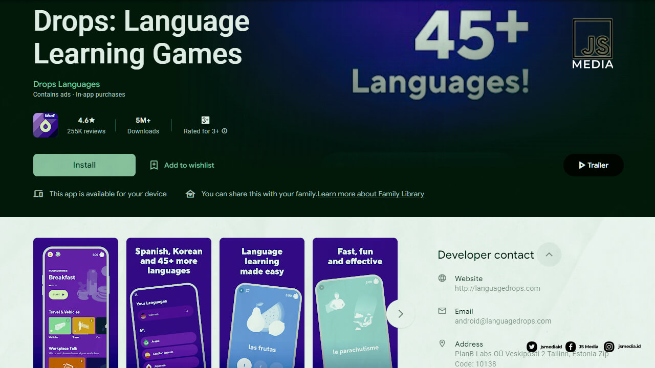 Drops: Language Learning Games