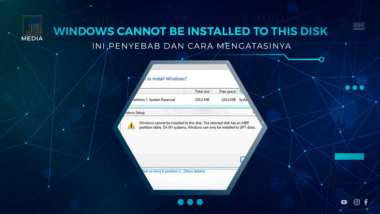 Solusi Windows Cannot Be Installed to This Disk