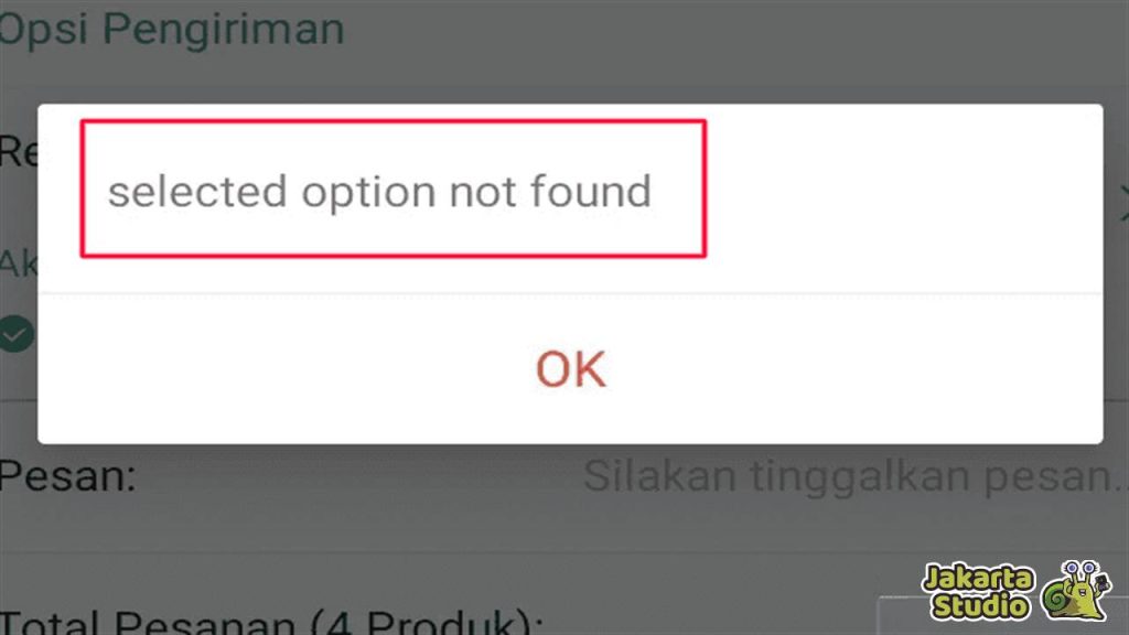 Solusi Selected Option Not Found Shopee