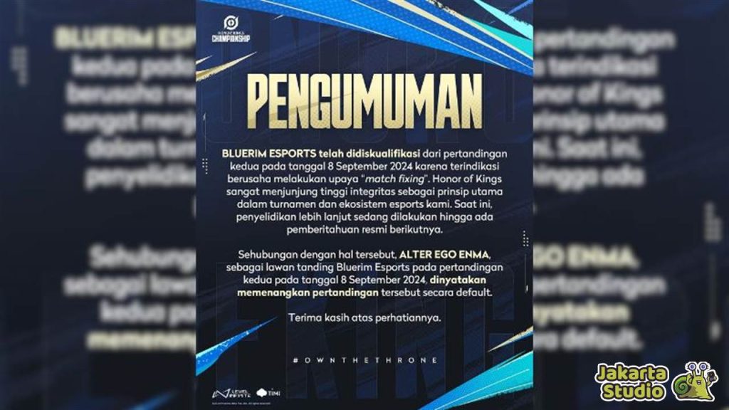 Klarifikasi Bluerim Esport