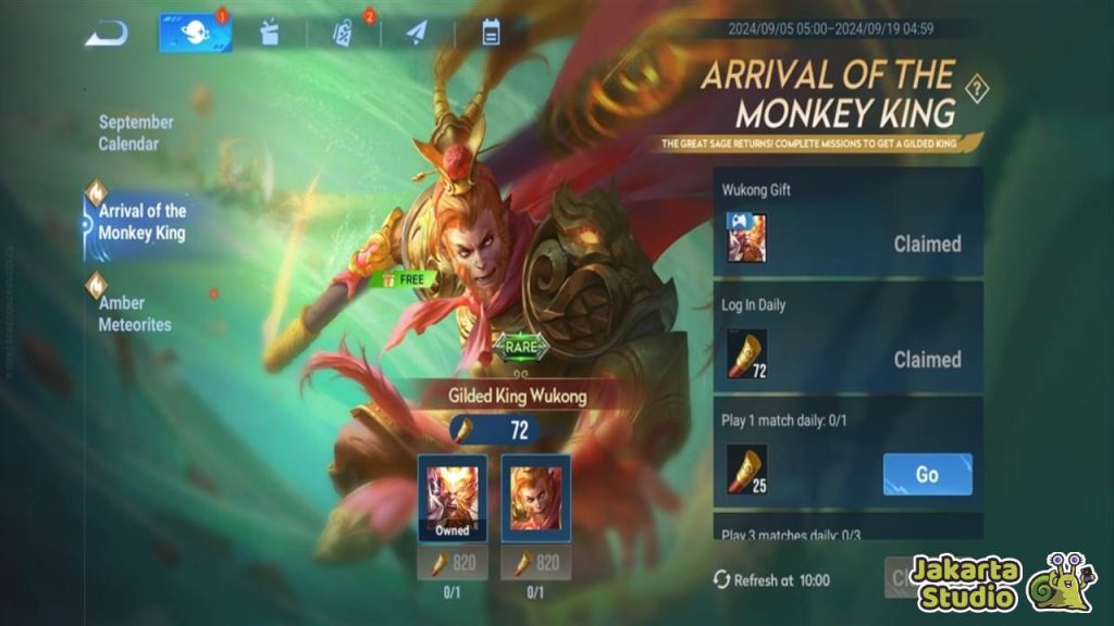 Skin wukong Gilded King Gratis