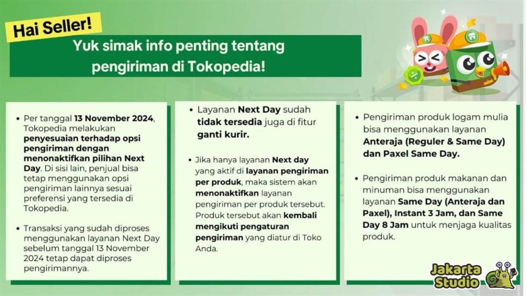 Tokopedia Hapus Pengiriman Next Day