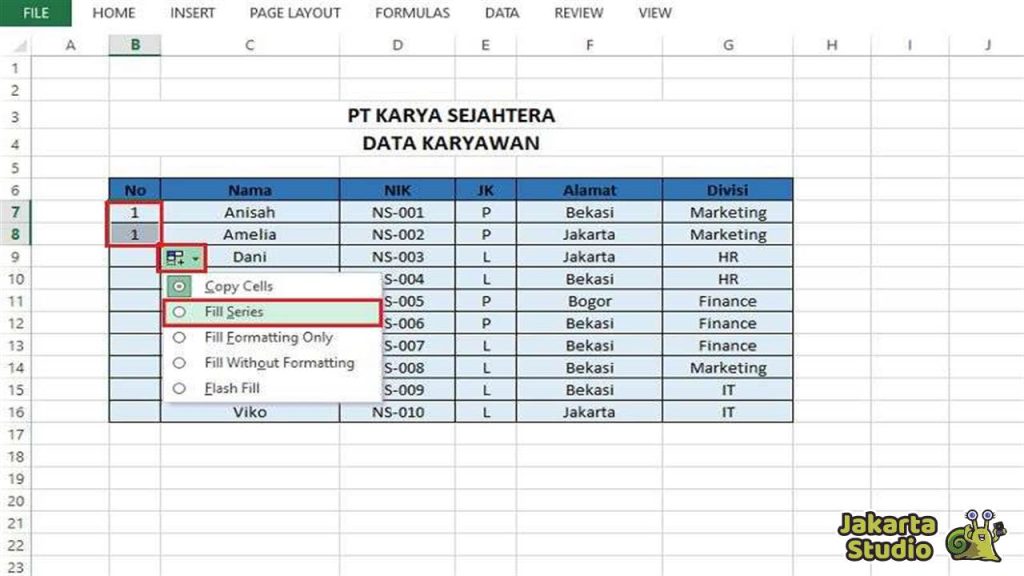 Cara Buat Nomor Otomatis di Excel