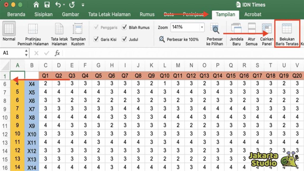 Cara Freeze Sel Excel