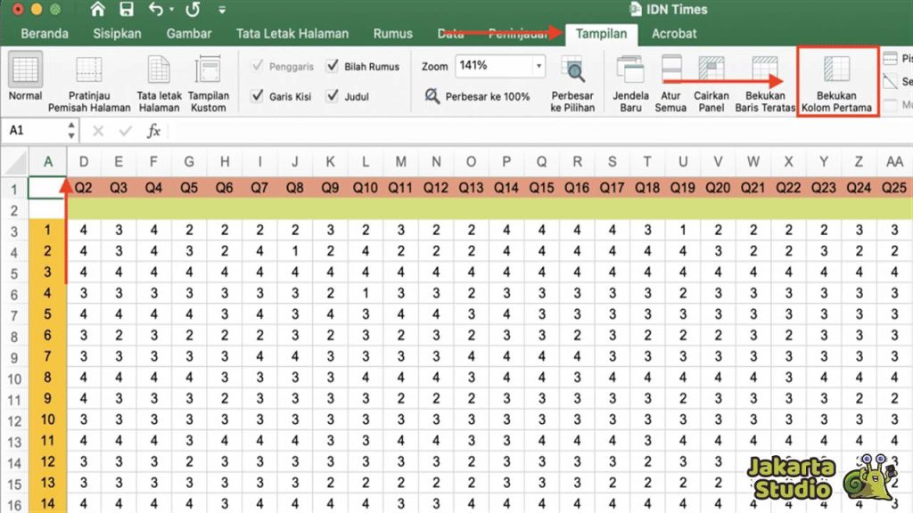 Cara Freeze Sel Excel