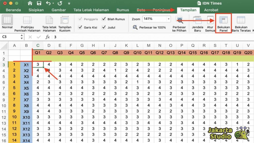 Cara Freeze Sel Excel