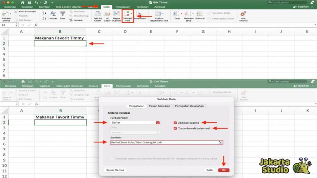 Cara Membuat Drop Down List Excel