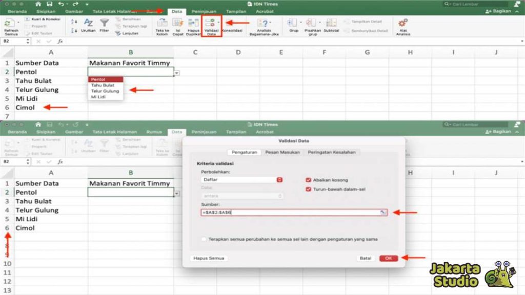 Cara Membuat Drop Down List Excel