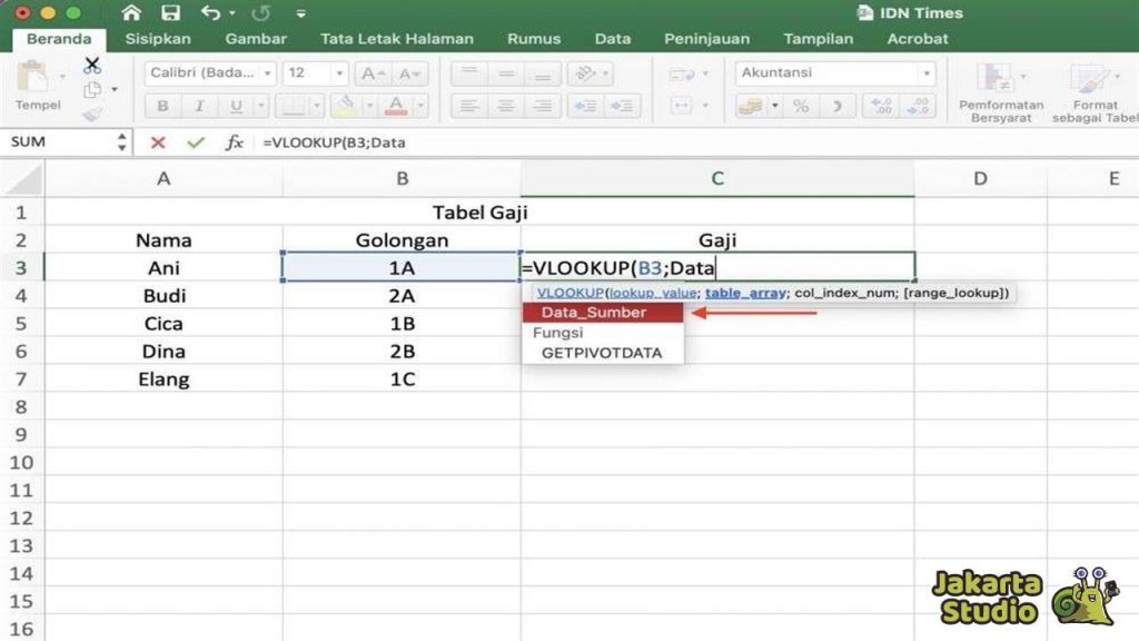 Tutorial Rumus VLOOKUP Beda Sheet