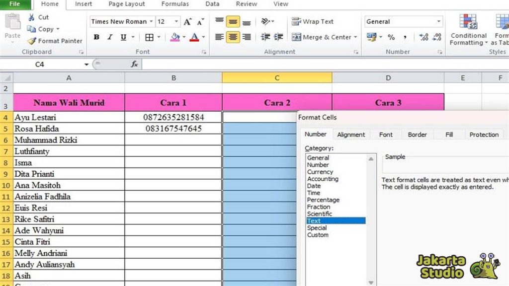 Cara Membuat Angka 0 Excel