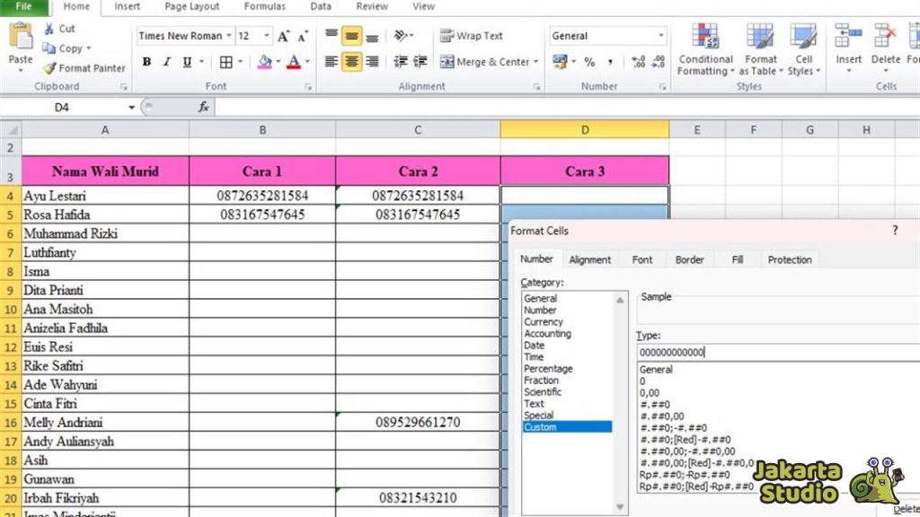 Cara Membuat Angka 0 Excel